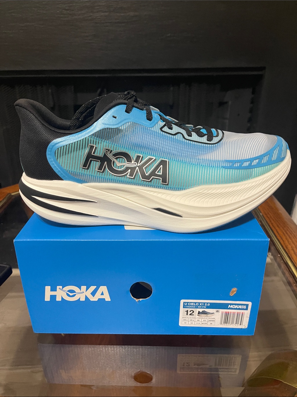 Hoka Blue Gradient Road Running Shoe With Black Accents